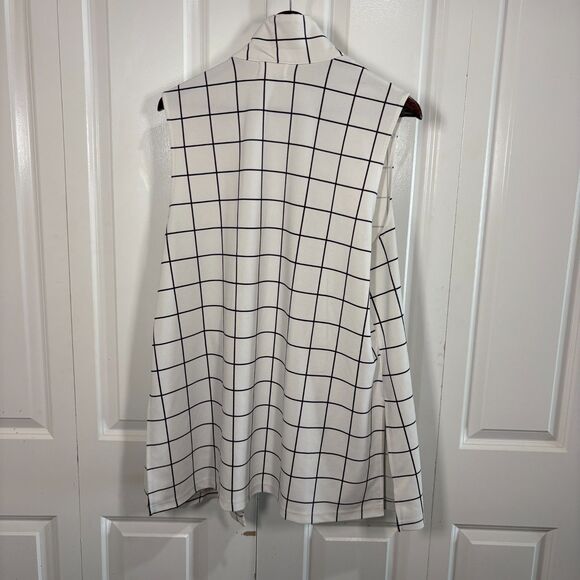 Melloday Sleeveless Vest Women 1X Grid Print Longline Chic Minimalist Modern - Picture 2 of 9